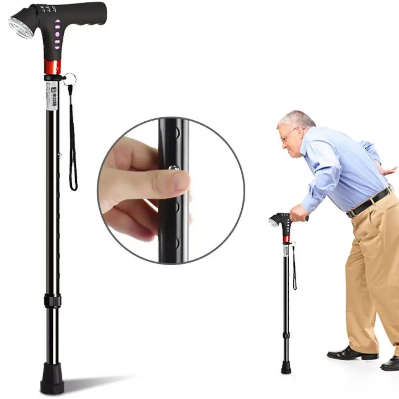 

N1603-#A# Most Popular In 2024 Outdoor Lightweight Telescopic Walking Stick Knife Aged Old Men Disabled Knee Crutches