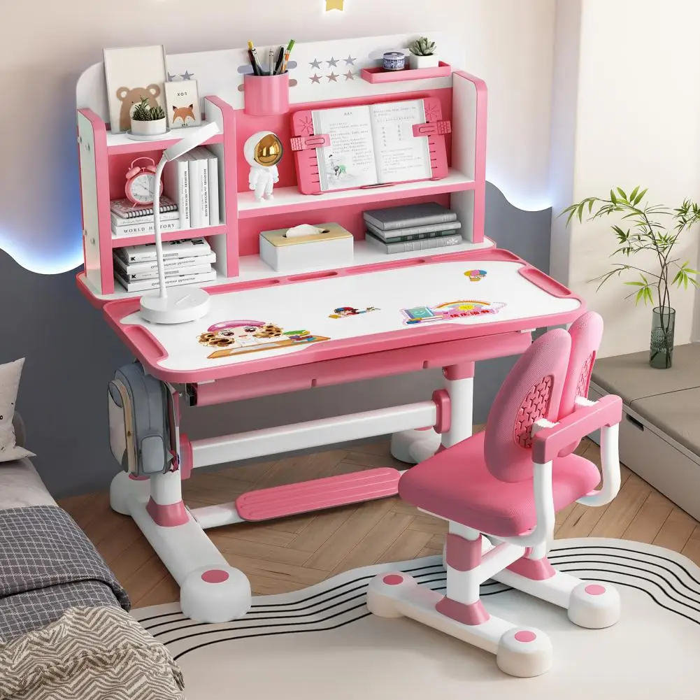 2 قطعة/المجموعة الاطفال مكتب مذاكرة كرسي مجموعة الارتفاع قابل للتعديل الأطفال طاولة الدراسة كرسي مجموعة مع الجلوس مصحح كرسي مكتب مريح