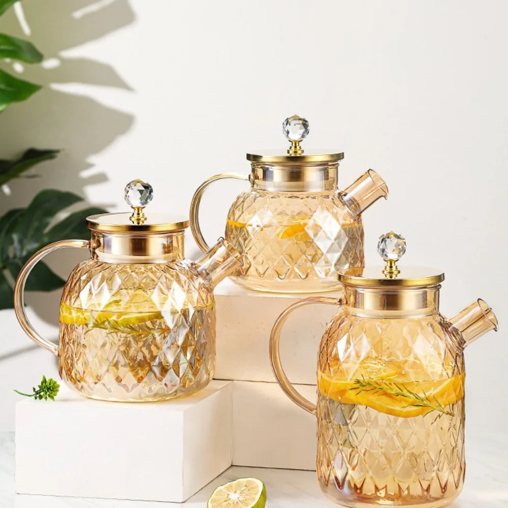 high borosilicate glass amber juice beverage pot household large-capacity golden Milk Water Mug Durable Heat Resistant