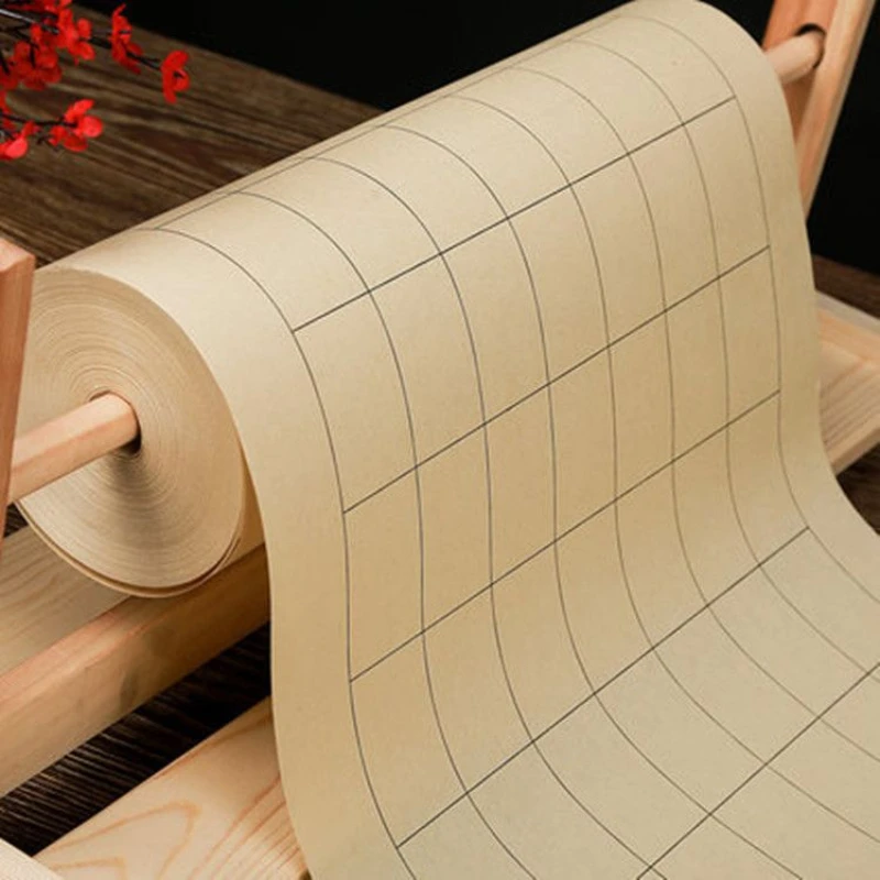 Chinese Calligraphy Paper Rolling Half Ripe Xuan Paper with Grid Bamboo Pulp Paper Riisipaperi Beginner Brush Calligrafia Papier