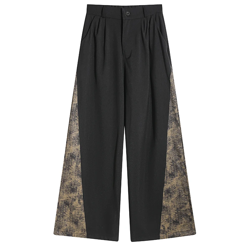 Women's Patchwork Black Pants Harajuku Fashion Aesthetic Pants Retro 2000s Y2k Sweatpants Vintage Wide Leg Trousers Clothes 2025