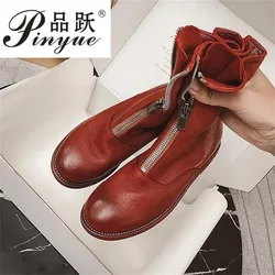 Stivaletti con cerniera anteriore firmati di marca di lusso per le donne nuovi stivali grossi piattaforma donna stivali Punk scarpe da donna di moda 34 40