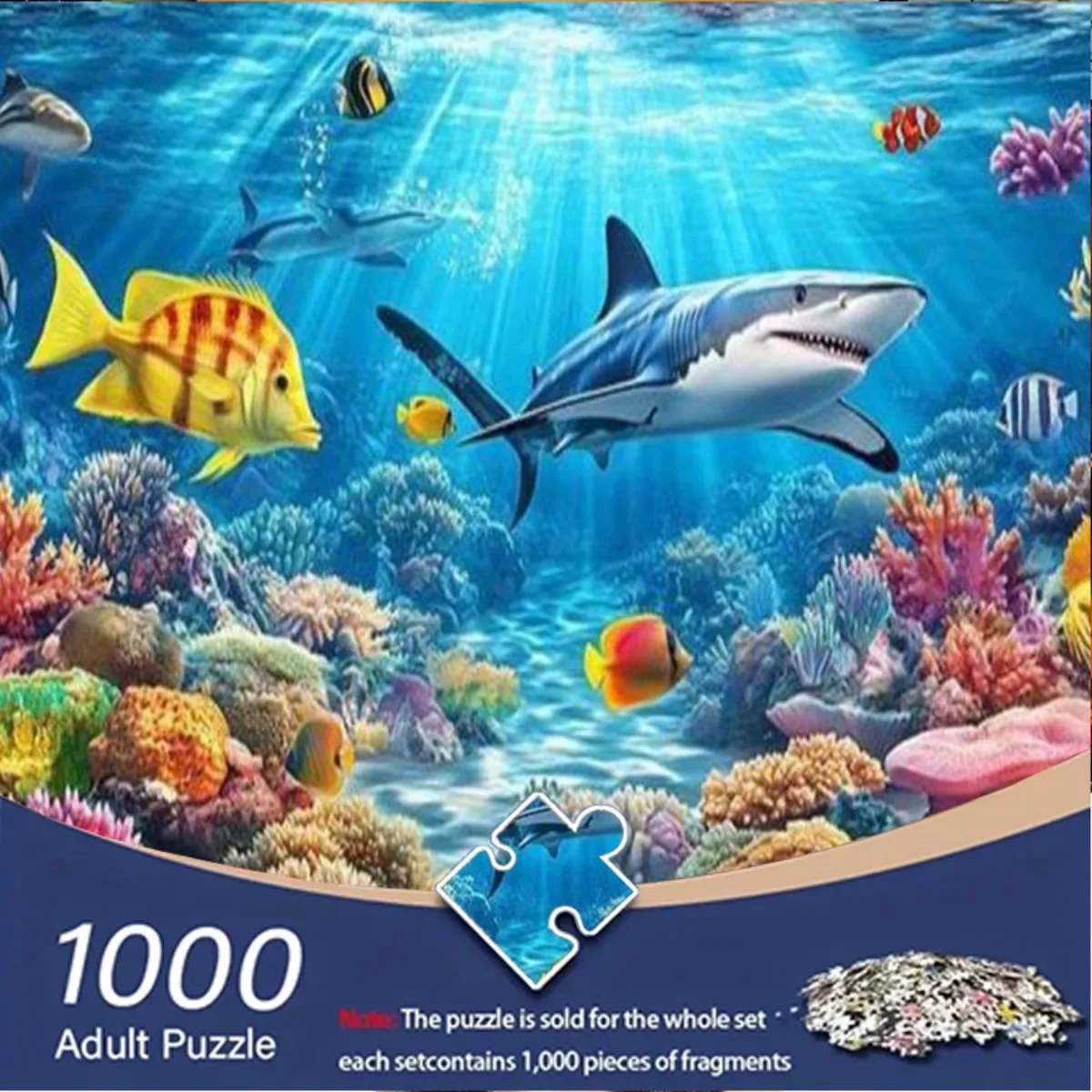 

1000pcs Adult Jigsaw Puzzle - Difficult Puzzles to Train Adults Endurance and Logical Thinking - Underwater World with Sharks