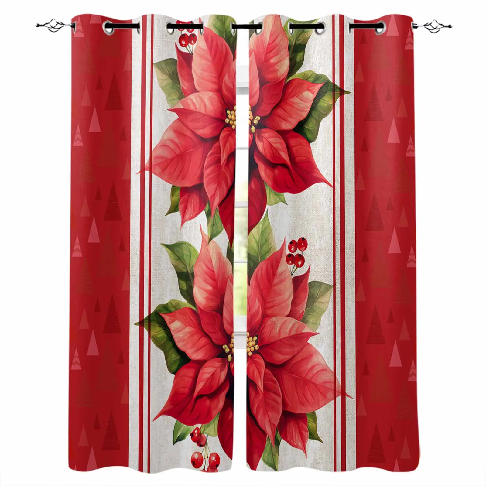 Christmas Tree Flowers Curtains For Kitchen Bedroom Window Treatment Curtains For Living Room Home Decor