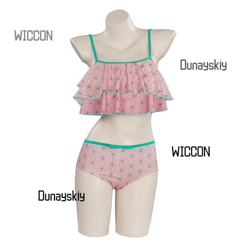 Nezuko купальник косплей комплект купальник парик летний пляж Хэллоуин аниме конвенционный наряд