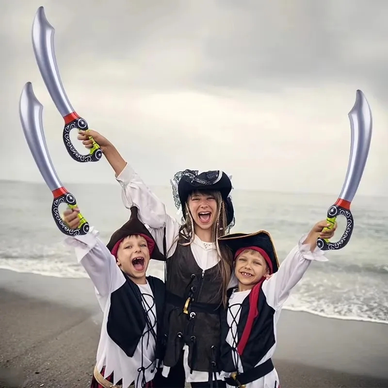 Funny Inflatable Pirate Swords, Halloween Birthday Toy Sword, Inflated Simulation Knife for Swimming Pool, Cosplay Stage Prop