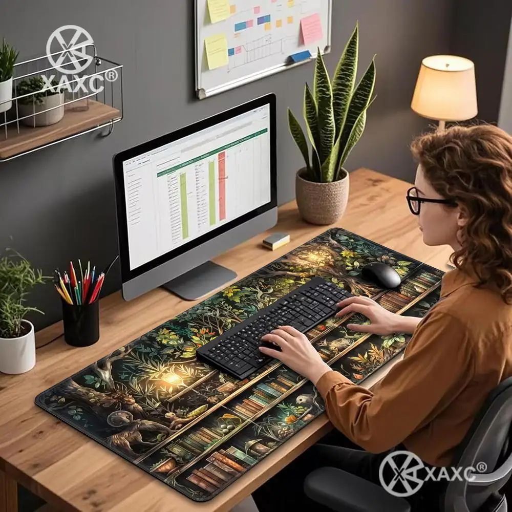 Desk Mat Mouse Pad Large Gaming Desk Pad HYBXXC Mystical Green Plant Computer Laptop Keyboard Desktop Protector Mat Office