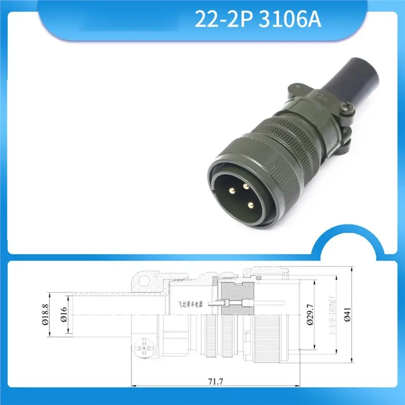 A26F-For MIL-C-5015 Connector 22 Shell Aluminum Alloy Threaded Circular Plug
