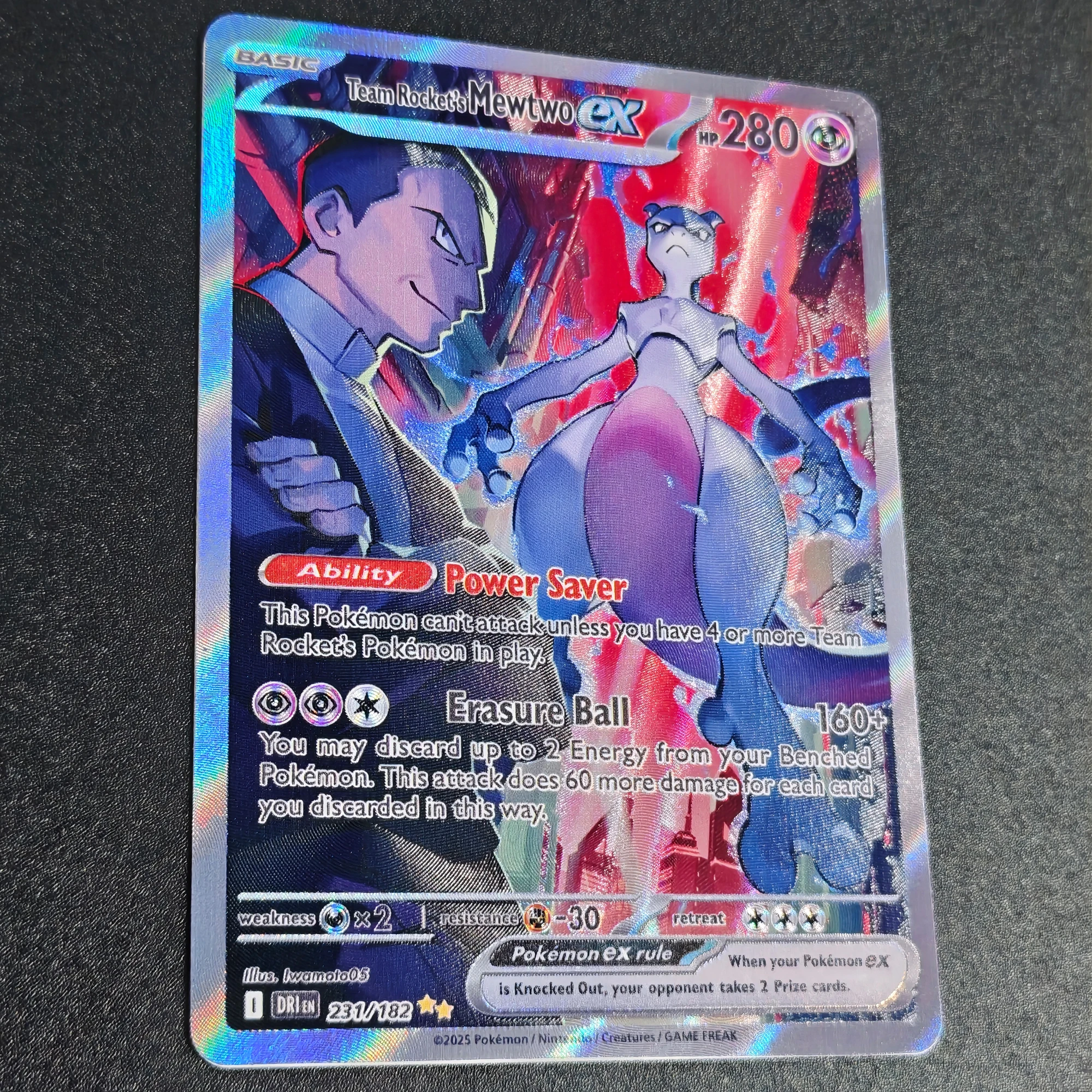 High Quality English Team Rocket 'S Mewtwo Rare Texture Flash Card Lugia Umbreon Mew Diy Self Made Anime Collection Card