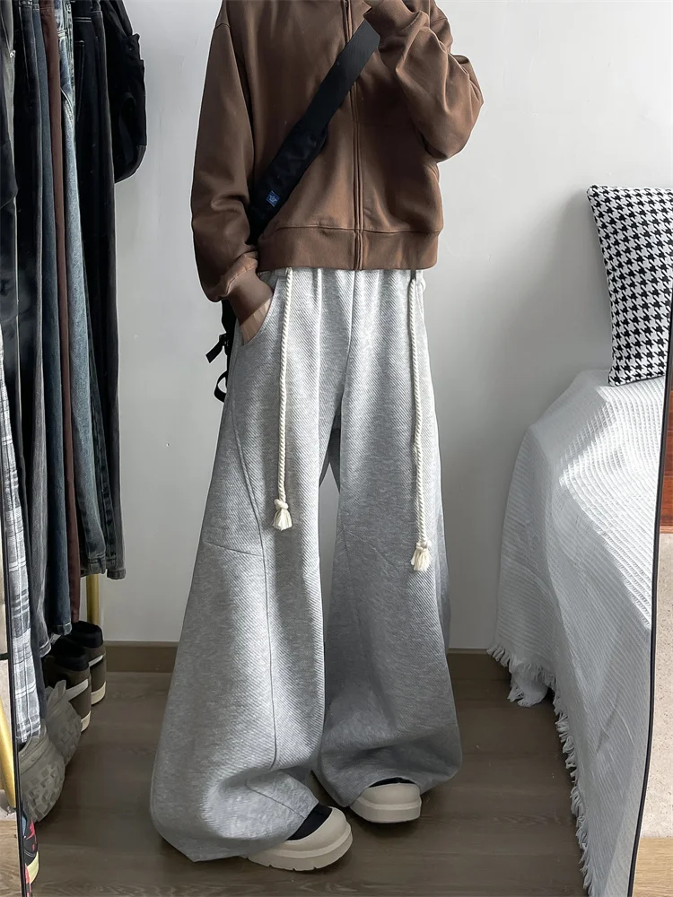 

ay High Street Wide Leg Casual Pants Men's American Design Sport Sweatpants Drape Loose Floor-Length Trousers