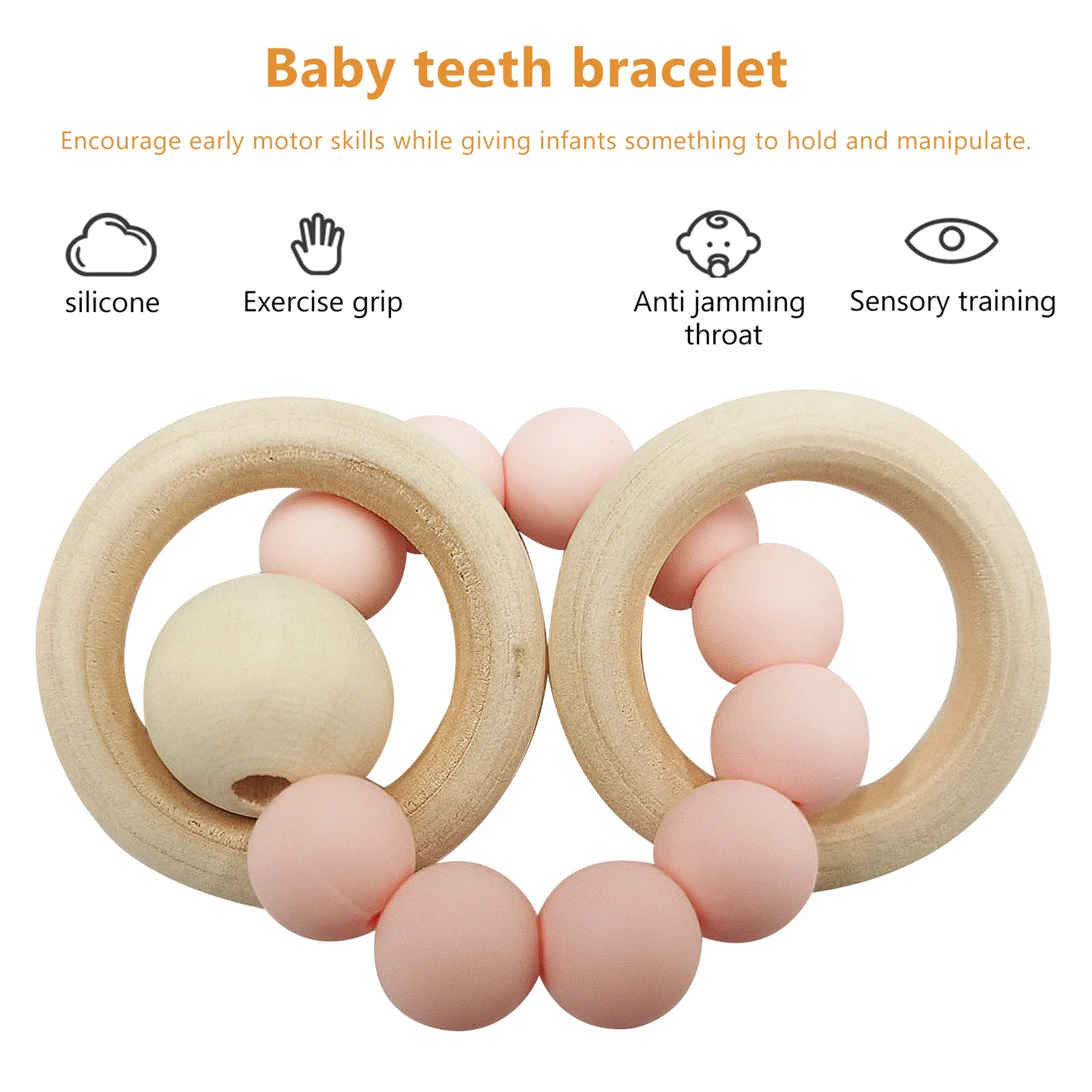 

Детский силиконовый жевательный браслет для младенцев и малышей, носимый вручную корен, рельефная пустышка для кормления, кольца для прорезывания зубов
