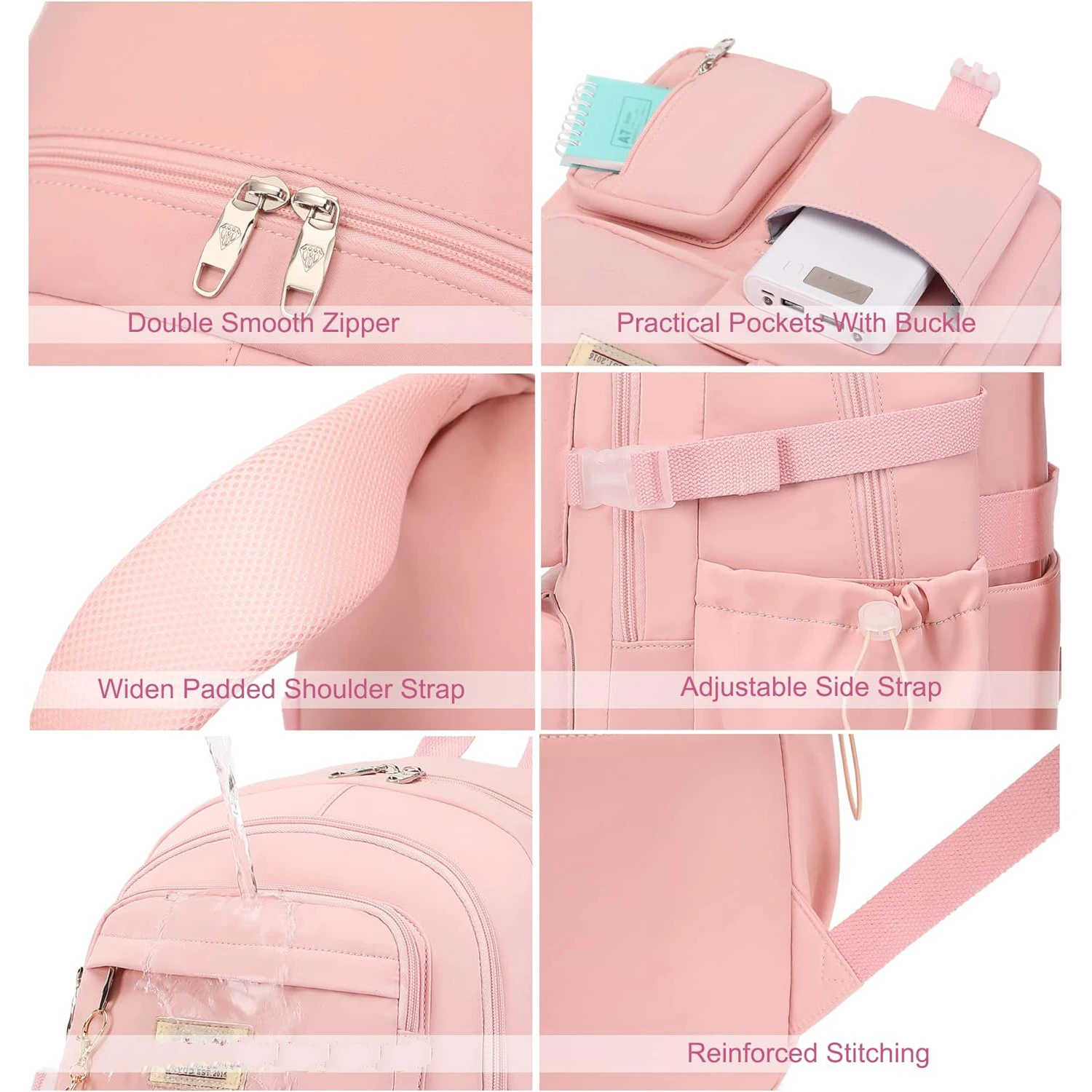 Laptop Backpack 15.6 Inch Elementary Middle High School Bag College Backpacks with Lunch Box Pencil Pouch 3 PCS Set Travel Bookb