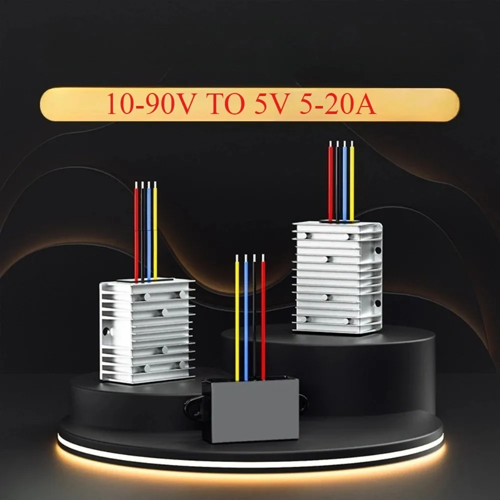 DC 10-90V to 5V Converter 5Volts Regulator 12V 24V 36V 48V 60V 72V 80V 85V to 5V 5A 20A 5W Power Supply 72 Volt to 5 Volt