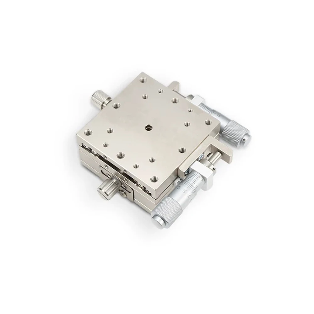 Manual X-Axis Stainless Steel Linear Stage, High-Precision Fine-Tuning Platform, Optical Displacement Slide, LBY60-R, 60 x 60 mm