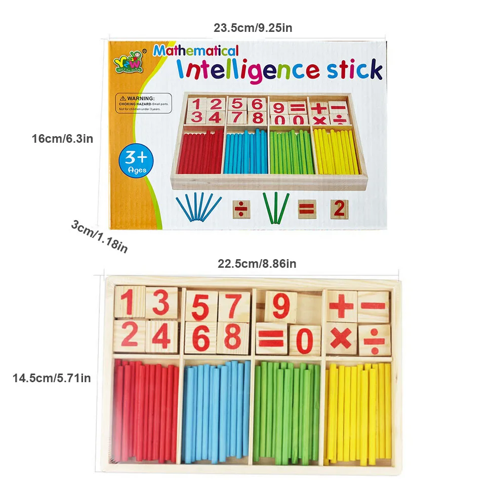 Giocattoli matematici in legno per bambini per bambini Montessori Educational Learning Number Counting Sticks sussidi didattici per la matematica dell'asilo