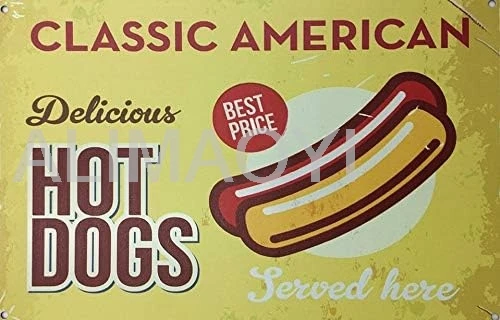 Metal Vintage Tin Sign Decor Hot-dog Snackes Theme for Kitchen Home Diner Bar Pub Coffee Retro Art Sign 12