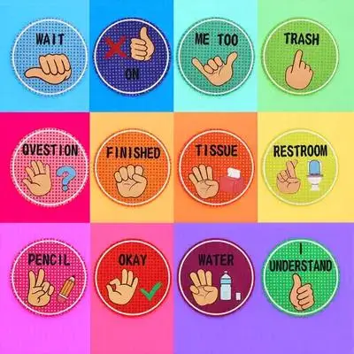 1Set Classroom Hand Signal Posters Educational Visual Cues for Kindergarten Elementary School Nonverbal Communication Classroom