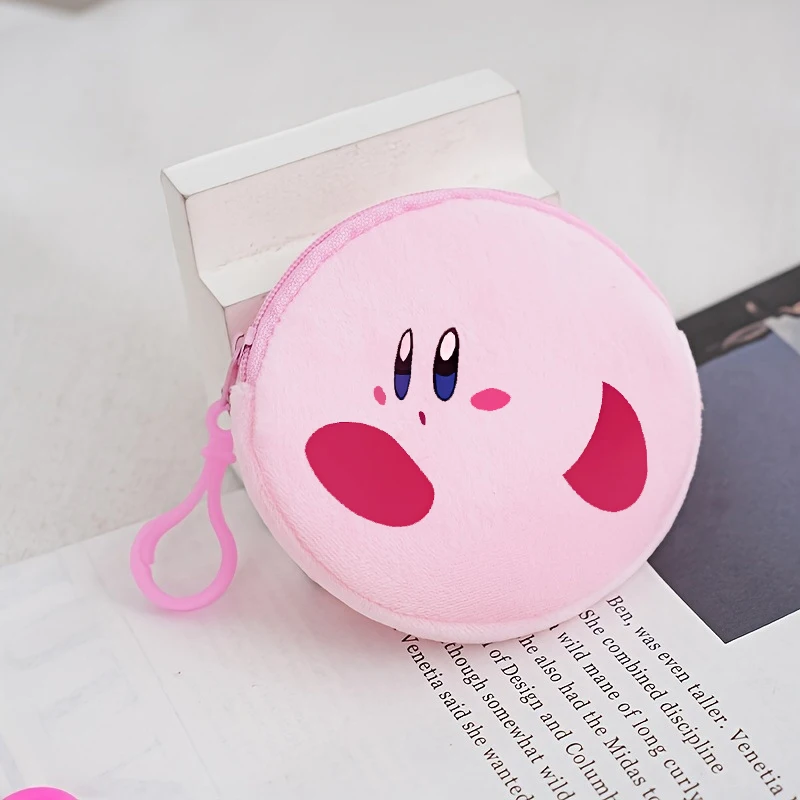 Kirbys Cute Plush Coin Purse Keychains Anime Kawaii Expression Wallet Schoolbag Key Ring Pink Mini Money Bag Kids Gift Hot Sales