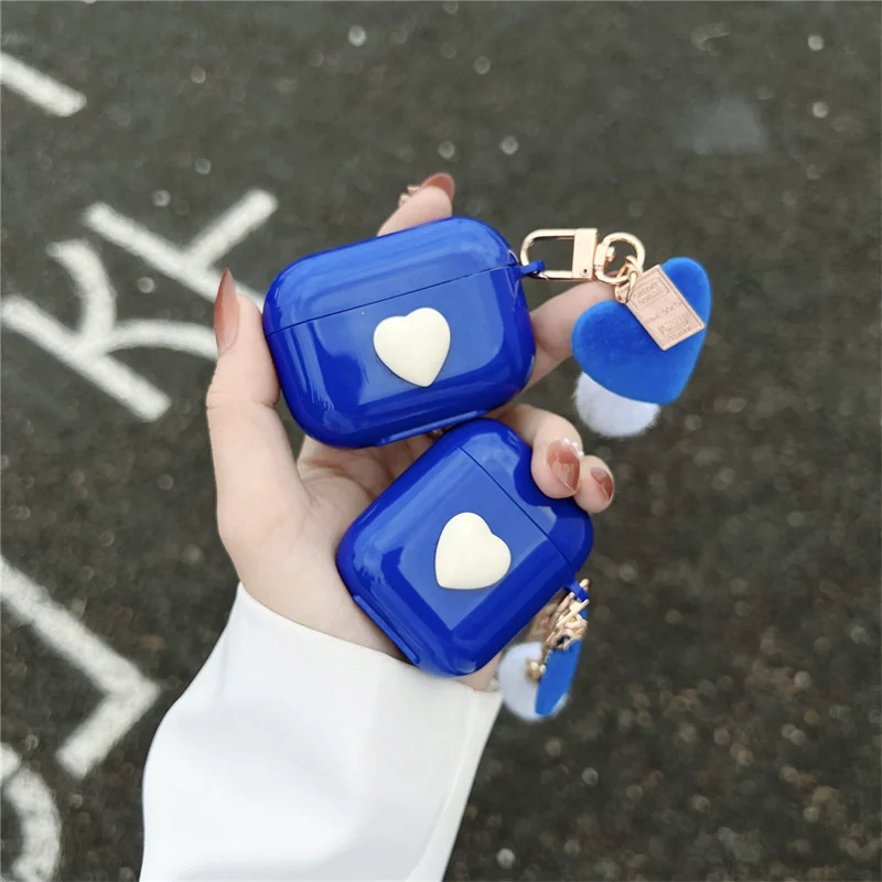 

Blue Color Earphones Cover For Airpods 3rd Generation Case Air Protect Bag Charging Box with Keychain Earphone Accessory