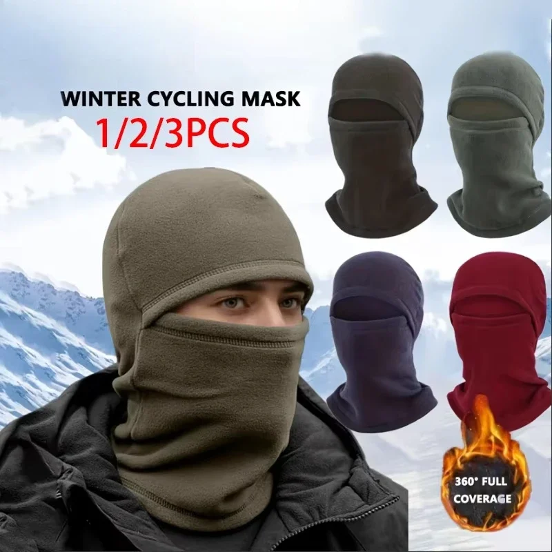 1/2/3Pcs Winter Headgear Balaclava Thermal Face Mask Windproof Fleece Lined Full Face Cover Ski Snow Outdoor Unisex Men Women