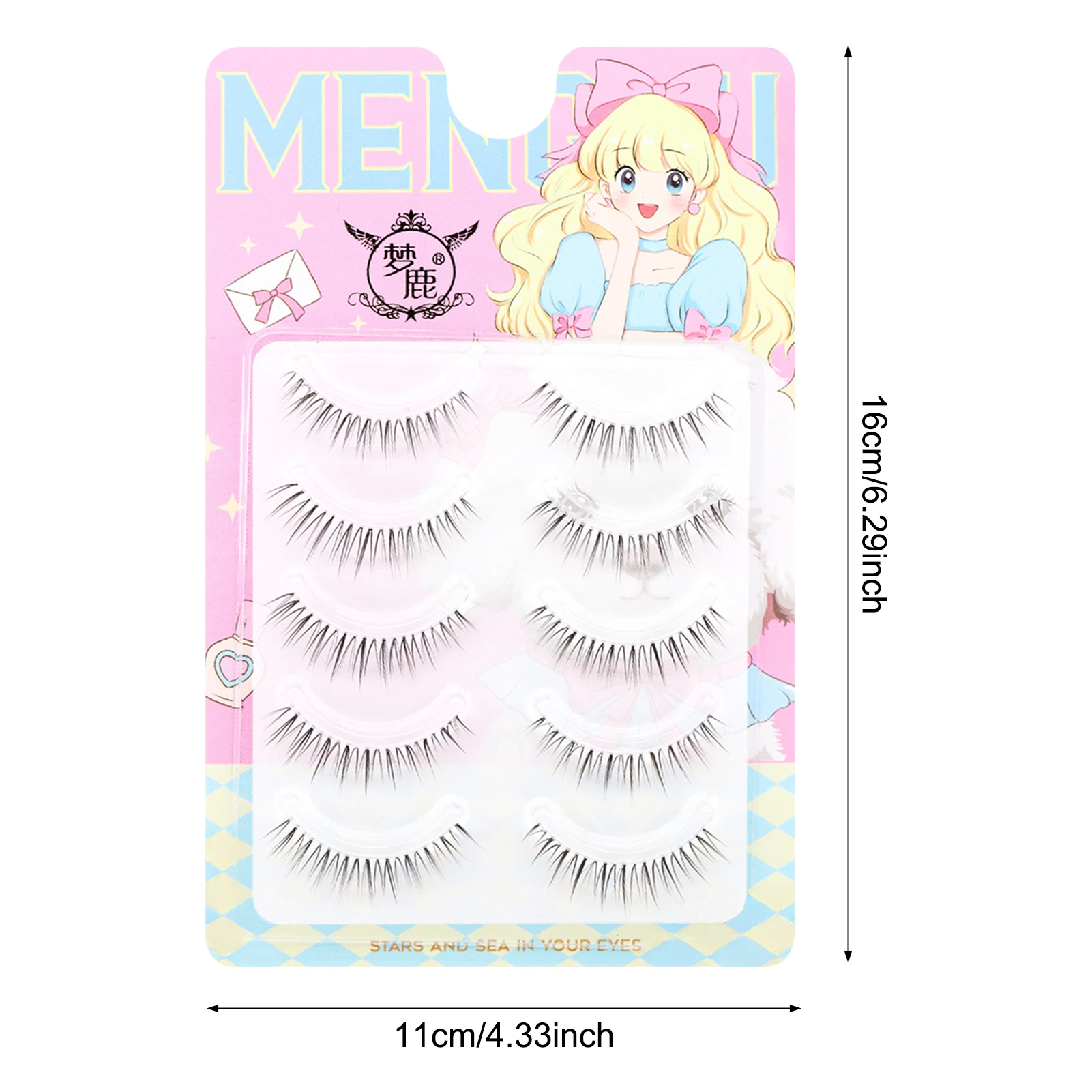 Ciglia finte Aspetto naturale Ciglia a striscia completa Ciglia spesse e sottili appuntite quotidiane per effetto sollevamento occhi Strumento per l'uso del trucco fai-da-te