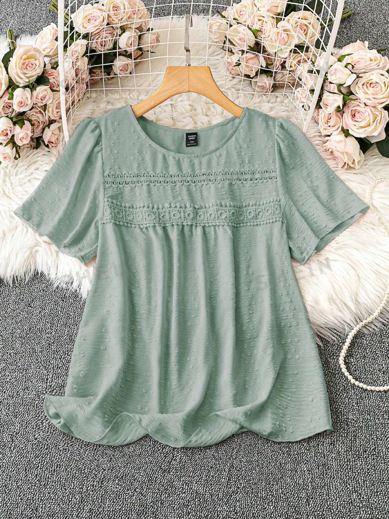 

JORESS Plus-Size Plain Round Neck Casual Short Sleeve Summer Shirt