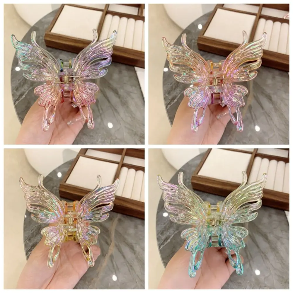 Colorful Liquid Butterfly Hair Claw Simple Headwear Acrylic Butterfly Crab Clip Claw Clip Headdress Large Shark Clip Girls