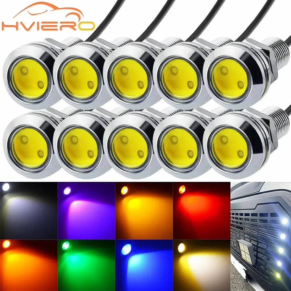 

10X Car Motorcycle Backup Parking Brake Lamps Day Fog Multicolor 18mm DC 12V Turn Signal Eagle Eye Light COB Daytime Running DRL