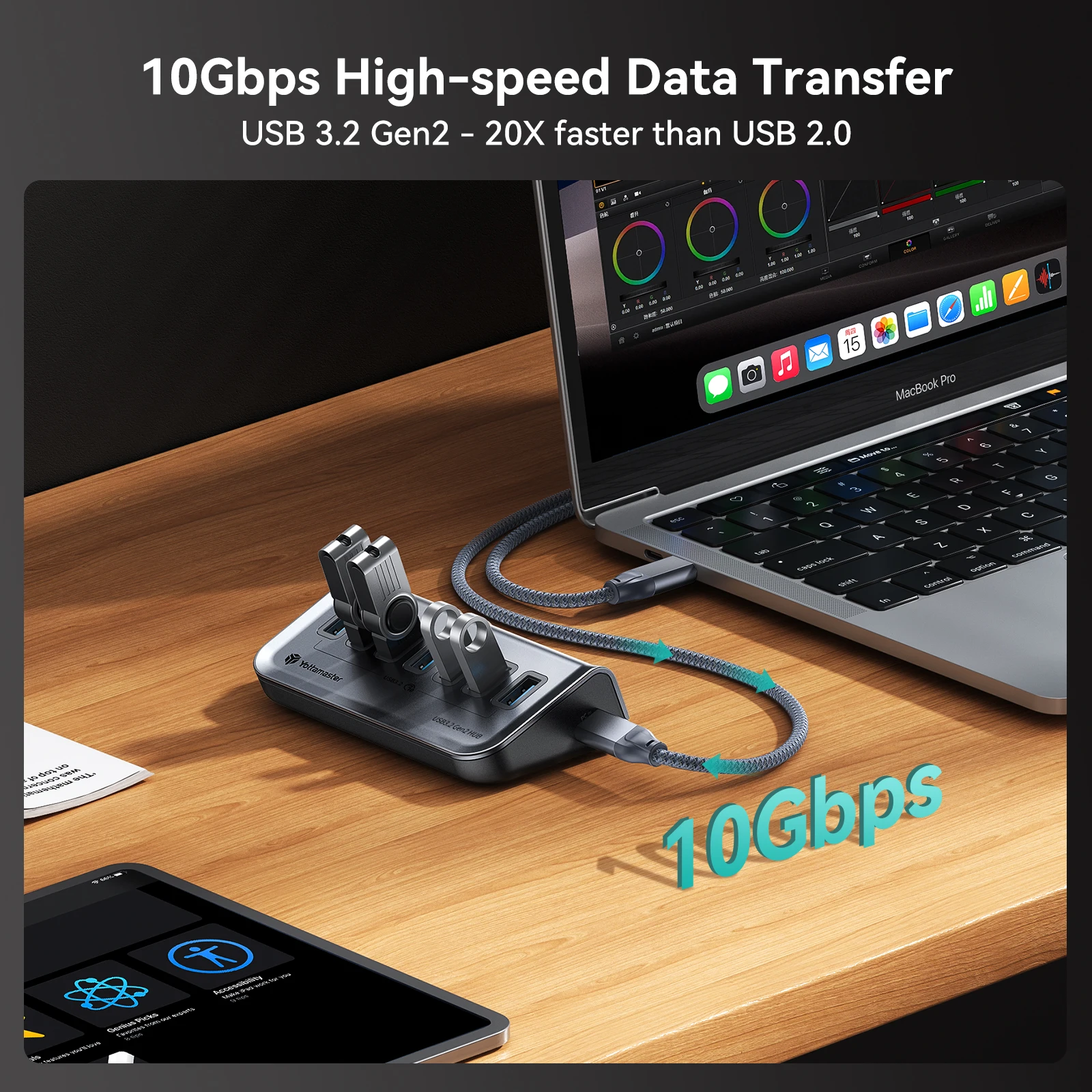

Yottamaster USB-C 3.2 Hub 7 Port USB Hub Powered 5V/3A USB 3.2 Gen2 10Gbps Data Hub for Laptops Surface Pro Portable Hard Drives