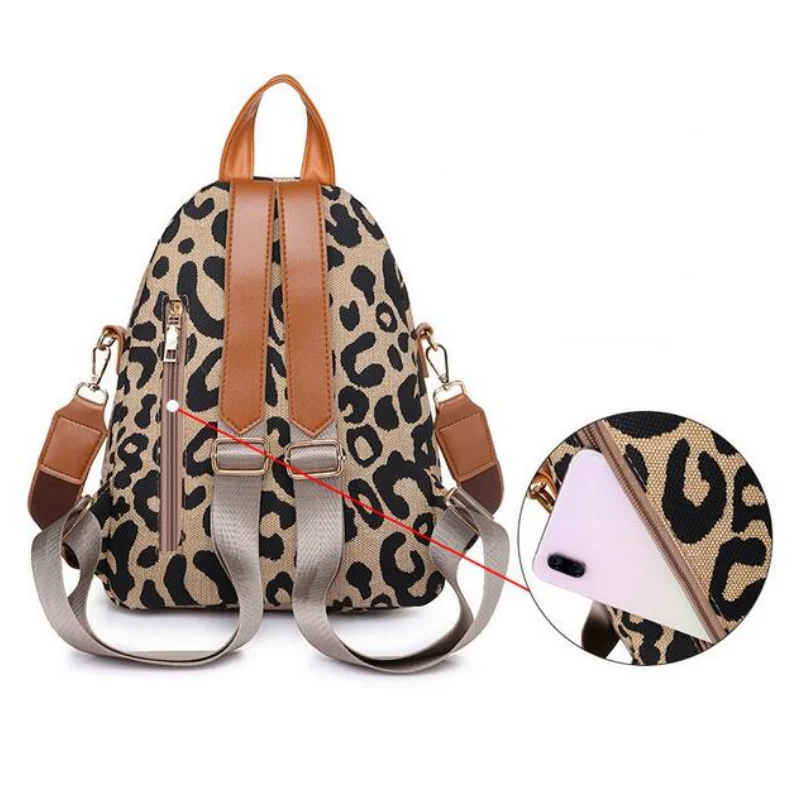 Mochilas pequeñas de leopardo para mujer, bolsos de moda para mujer, mochila de viaje para mujer, mochilas escolares para niñas