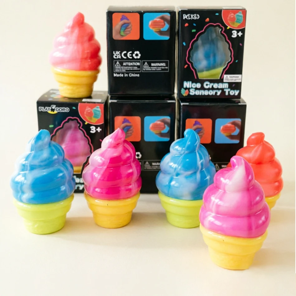 Nice Cube de Schylling, Juguete Sensorial Antiestrés con Forma de Helado, Juguete Blandito para Aliviar el Estrés, Juguete Coleccionable para Niños y Adultos, Venta al por Mayor