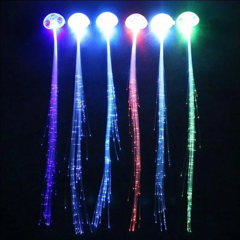 

50pcs Glow LED Light Up Fiber Optic Barrettes Party Favors Dance Hairpin Clip Flashing Braid Birthday Gift Wedding Halloween