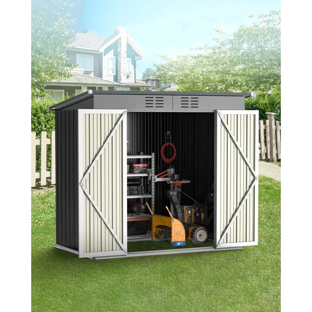 6' x 4' Outdoor Storage Shed Clearance,Metal Outdoor Storage Cabinet w/ Double Lockable Doors,Waterproof Tool Shed,Backyard Shed