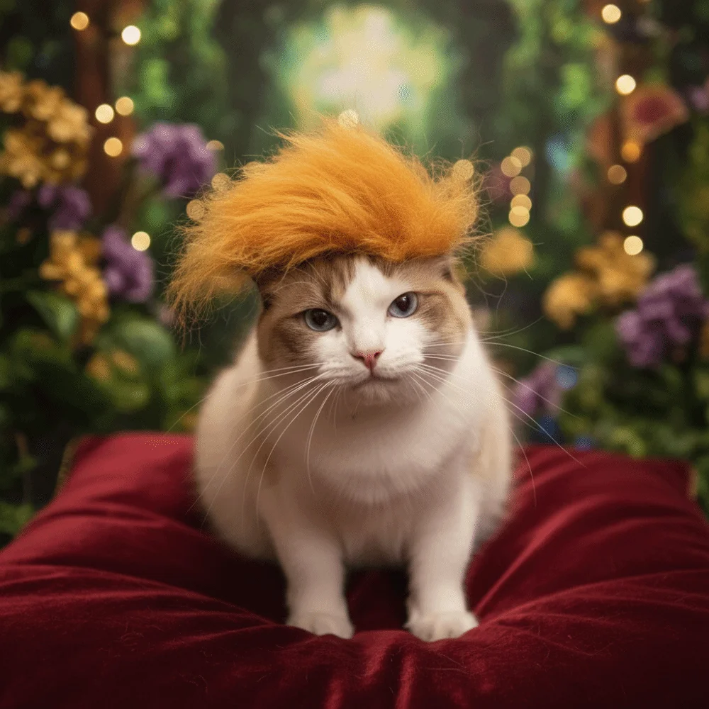 Crazy Costume Eye-catching Cat Yellow Wig DIY Trimming Polyester Cat Headdress Novelty Adjustable Dog Wig Prank Accessories