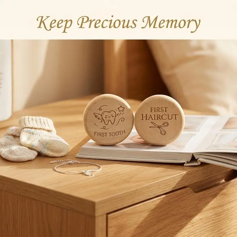Durable Beech Wood Baby Tooth Box 1Pcs Milk Teeth Storage Keepsake Case Eco-friendly Organizer Gift for New Parents Baby Shower