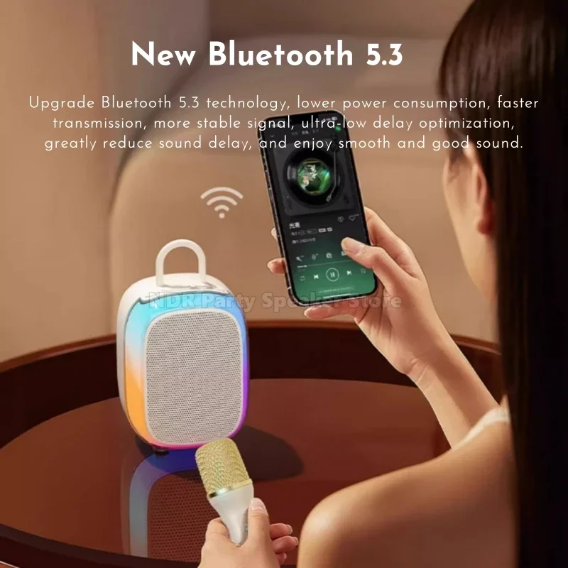 SOAIY Портативная беспроводная караоке-машина с двумя микрофонами BT PA Колонки KTV DSP Система HIFI Стереозвук RGB Красочные светодиодные фонари