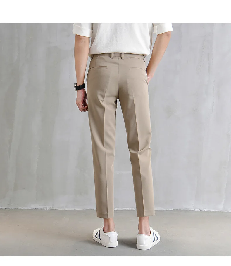 Khaki Black White Nine-point Pants Fashion Classic Solid Color Straight Slim Casual Pants Daily Trousers Spring Summer 28-34