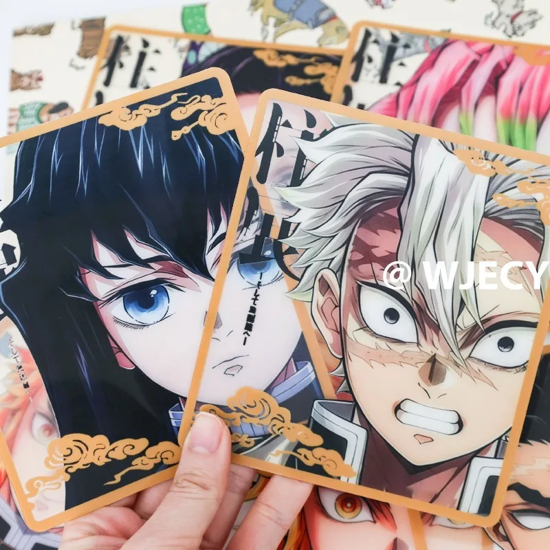 Demon slayer pvc cartão transparente tanjirou anime figuras de ação dos desenhos animados cartão postal desktop decorativo marcador bonito bens brinquedo presente
