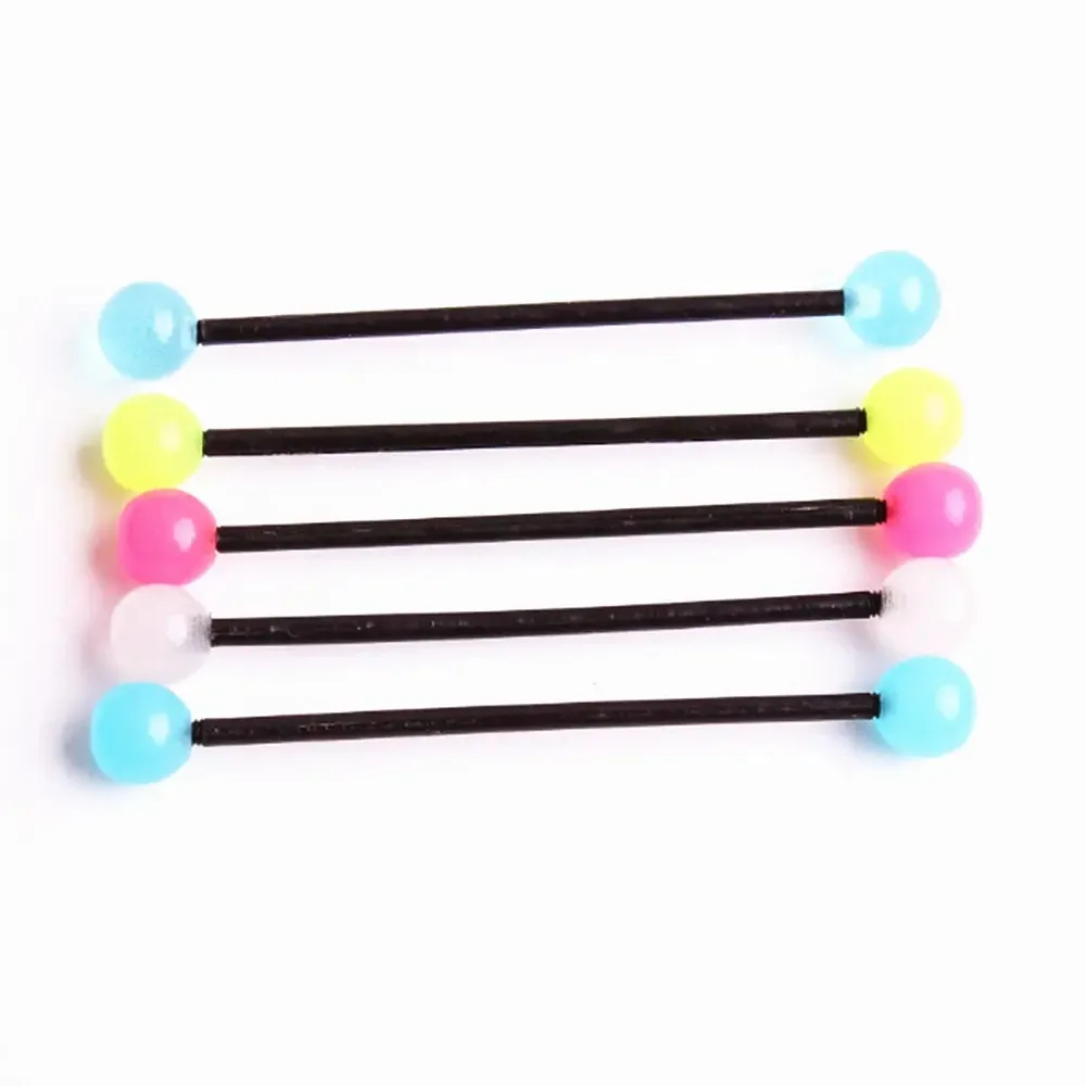 5 قطعة 14 جرام الاكريليك الصناعية سقالة الحديد توهج في الظلام مختلط اللون مرنة حلَق أذن مسمار ثقب #4