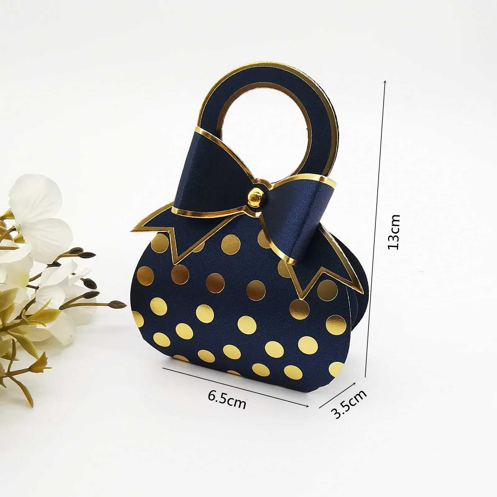 50 قطعة صندوق حلوى الزفاف الإبداعية المحمولة البولكا نقطة كاندي صندوق الجدول الحلوى القوس صندوق ورقي 6.5x3.5x13 سنتيمتر