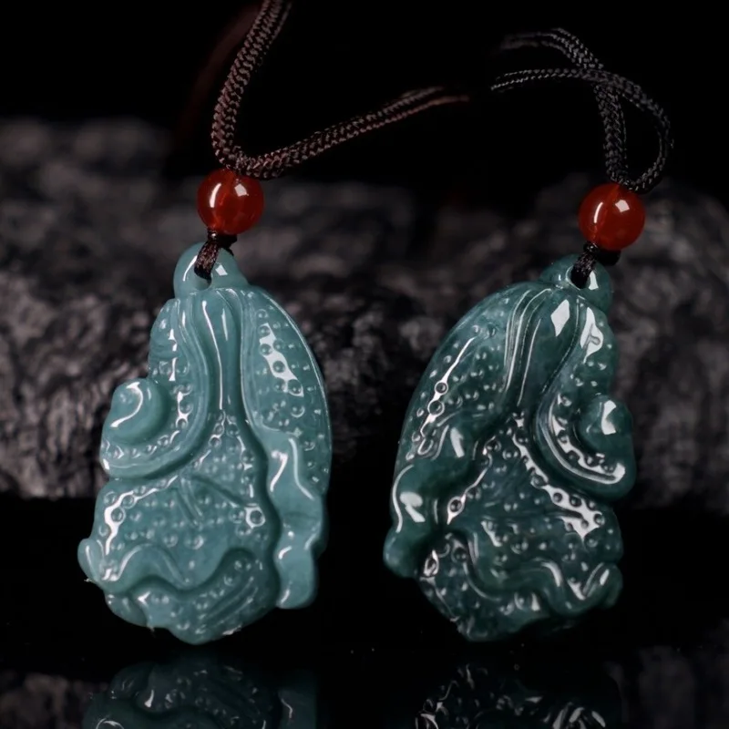 Natural A-grade jadeite blue water cabbage pendant for men women, high-end jade jewelry and ornaments