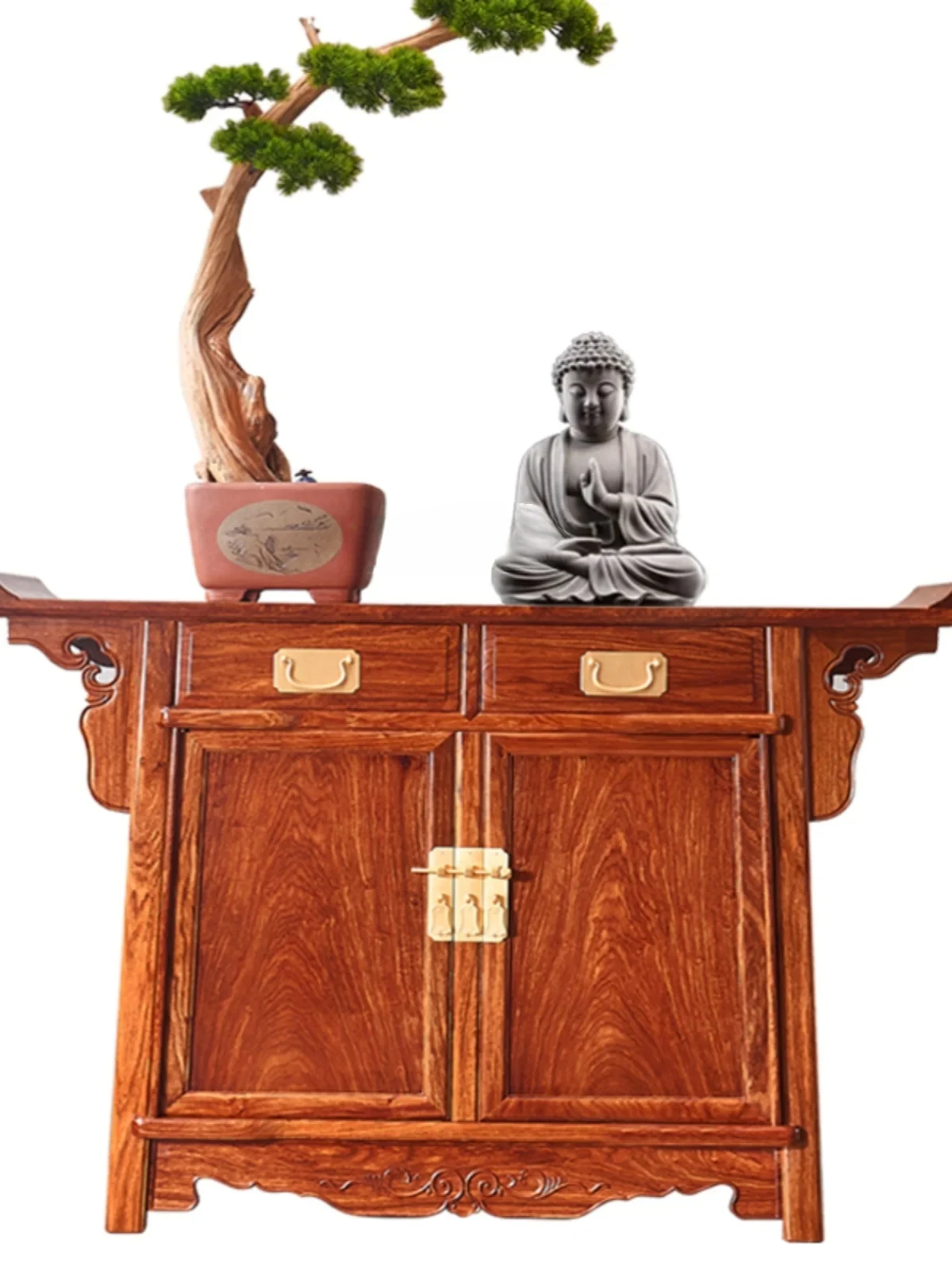 

Rosewood Chinese Style Altar Boutique Pterocarpus Erinaceus Poir. Rosewood Cross-Head Cabinet Lobby Entrance Cabinet