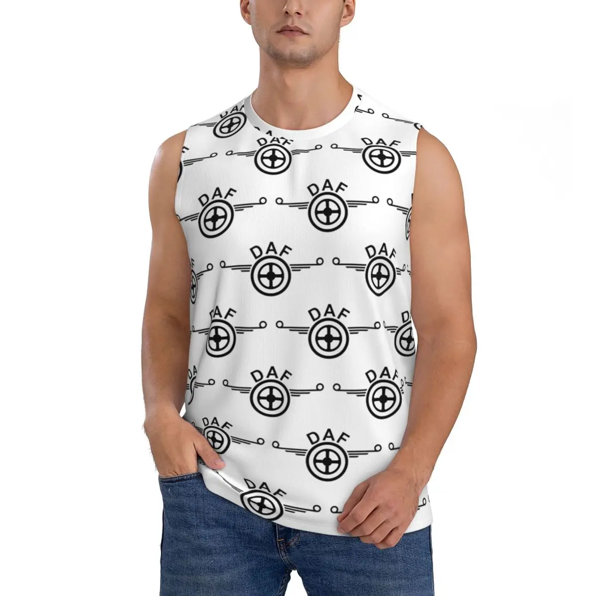 Daf Truck Logo Vector Design Men Sleeveless Tank Tops Quick Dry Breathable Gym Fitness Running Summer Casual Sport Vest