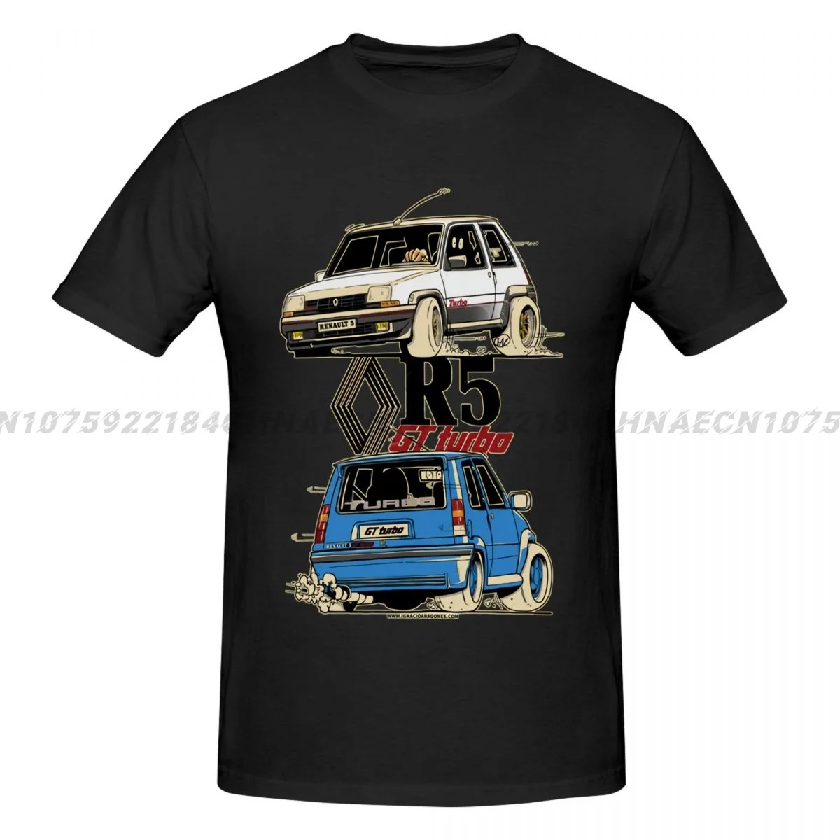 Vintage R 5 Gt Turbo Funny Cartoom Car T-Shirt 100% Cotton O-Neck Short Sleeve Casual Mens T-shirt Size S-3XL