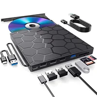 7 in 1 External CD/DVD Drive USB 3.0 Type C Portable DVD Player CD Burner External Disk Drive for Desktop Mac Windows Linux