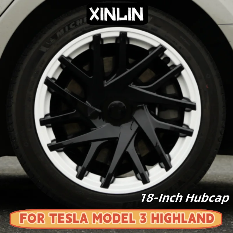 4PCS HubCap 18 Inch Performance Replacement Wheel Cap Automobile Full Rim Cover Accessories for Tesla Model 3 Highland 2023 2024