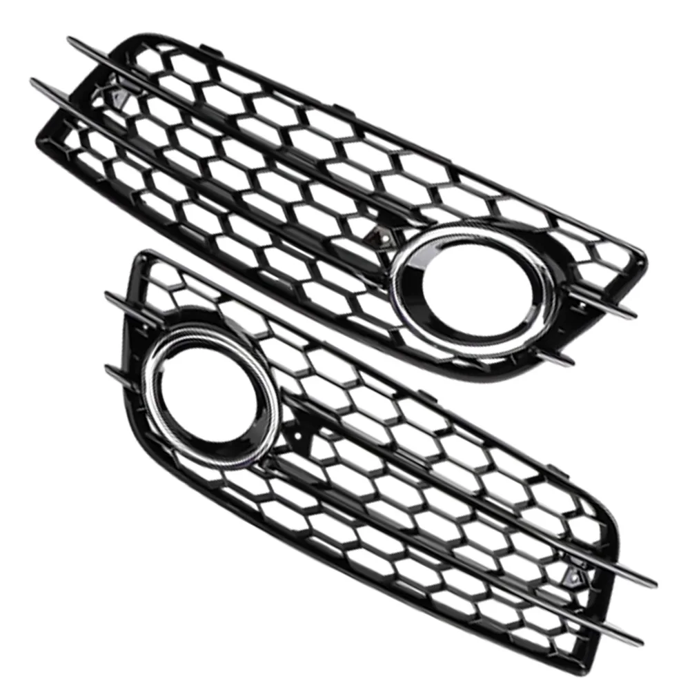 2PCS Car Front Fog Light Grille Cover Honeycomb Fog Lamp Grill For Audi A4 B8 S-Lines S4 Bumper 2008-2012 8K0807681C 8K0807682C