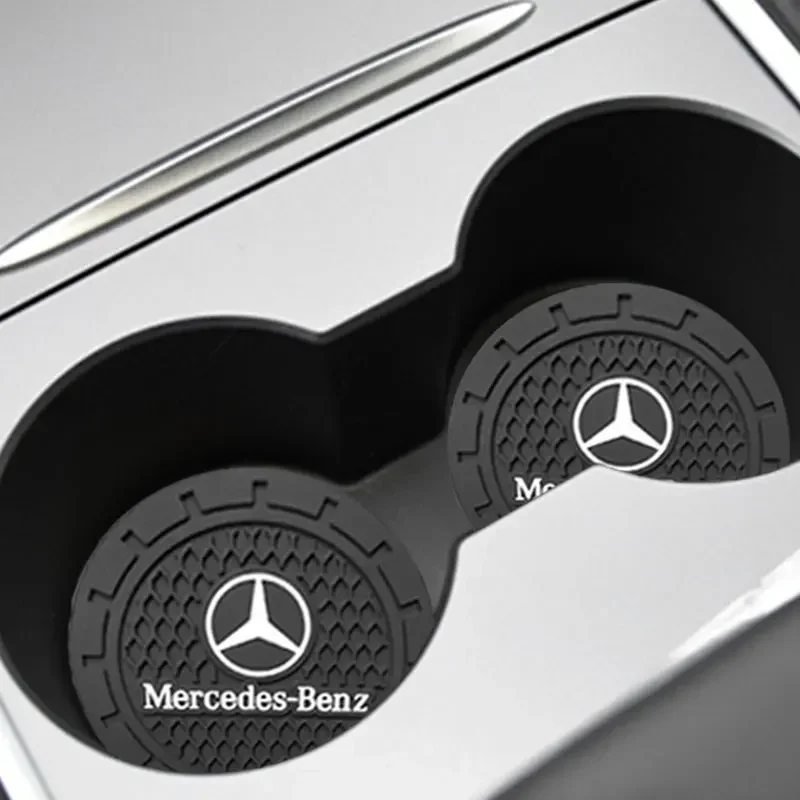 2X Car Coaster Water Cup Slot Non-Slip Mat Pad Silicone For Mercedes Benz AMG GLC GLB GLE CLA W206 W204 W205 W212 W213 W169 W176