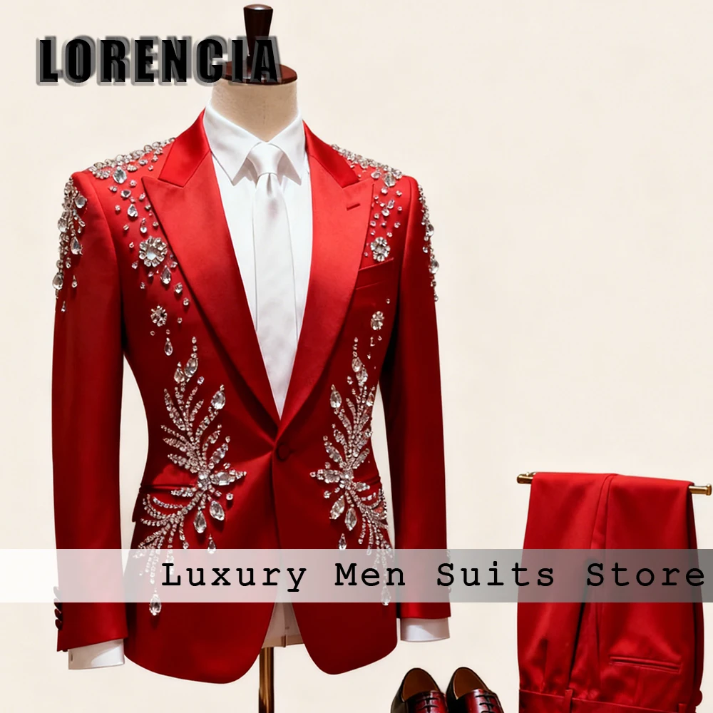 

Блестящие ювелирные костюмы для мужчин, комплект из 2 предметов, блестящие смокинги, свадебный наряд жениха, 2025 г., блейзер на заказ, брюки, roupas masculinas