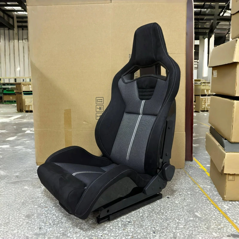 Black‑Gray Reclining Racing Cushion Unit PVC Fabric Interior Accessory